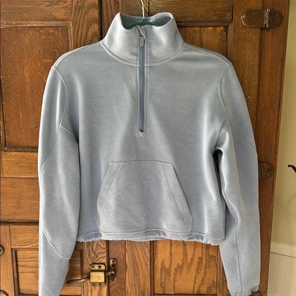 Women's Light Blue Half-Zip Sweater - Picture 1 of 3